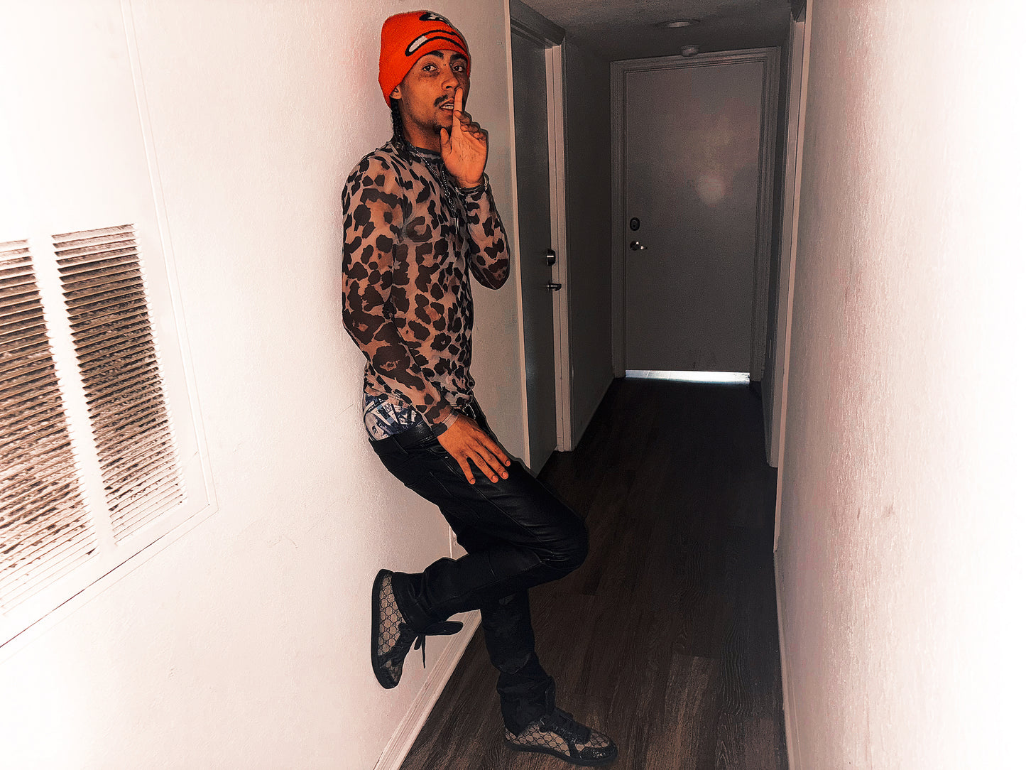 LEOPARD PRINT MESH TEE